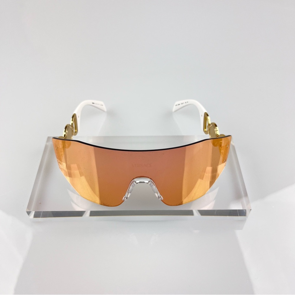 Versace Shield Sunglasses Orange Gold White
